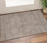 3' X 5' Coffee And Beige Geometric Washable Area Rug With UV Protection