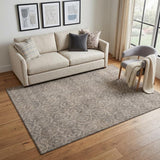 5' X 8' Coffee And Beige Geometric Washable Area Rug With UV Protection