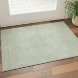 3' X 5' Mint Green And Ivory Geometric Washable Area Rug With UV Protection