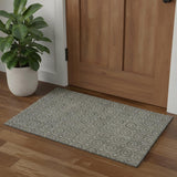 3' X 5' Pewter And Gray Geometric Washable Area Rug With UV Protection