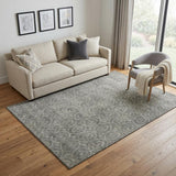 5' X 8' Pewter And Gray Geometric Washable Area Rug With UV Protection