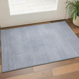 3' X 5' Sky Blue And Ivory Geometric Washable Area Rug With UV Protection