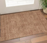 3' X 5' Terra Cotta And Rust Geometric Washable Area Rug With UV Protection