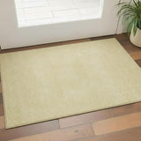 3' X 5' Wheat And Gold Geometric Washable Area Rug With UV Protection