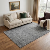 5' X 8' Gray And Silver Oriental Washable Area Rug With UV Protection
