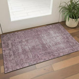 3' X 5' Merlot And Silver Oriental Washable Area Rug With UV Protection