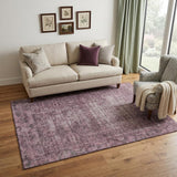 5' X 8' Merlot And Silver Oriental Washable Area Rug With UV Protection