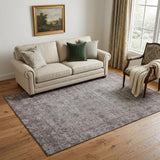5' X 8' Coffee And Silver Oriental Washable Area Rug With UV Protection