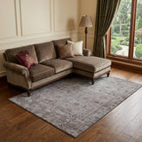 8' Coffee And Silver Oriental Washable Area Rug With UV Protection