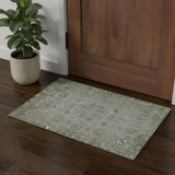 3' X 5' Taupe And Beige Oriental Washable Area Rug With UV Protection