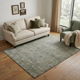 5' X 8' Taupe And Beige Oriental Washable Area Rug With UV Protection