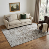 5' X 8' Chocolate And Ivory Oriental Washable Area Rug With UV Protection