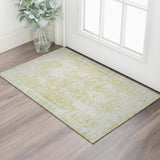 3' X 5' Gold And Silver Oriental Washable Area Rug With UV Protection