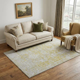5' X 8' Gold And Silver Oriental Washable Area Rug With UV Protection