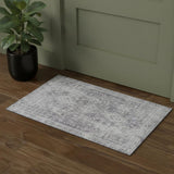 3' X 5' Plum And Silver Oriental Washable Area Rug With UV Protection