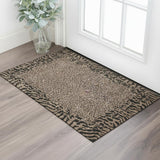 3' X 5' Brown And Black Animal Print Washable Area Rug With UV Protection
