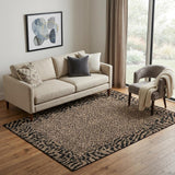 5' X 8' Brown And Black Animal Print Washable Area Rug With UV Protection