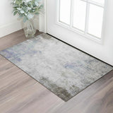 3' X 5' Brown Gray And Purple Abstract Washable Area Rug With UV Protection