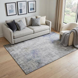 5' X 8' Brown Gray And Purple Abstract Washable Area Rug With UV Protection