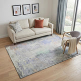 5' X 8' Purple Blue And Gray Abstract Washable Area Rug With UV Protection