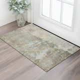 3' X 5' Brown Beige And Blue Abstract Washable Area Rug With UV Protection