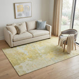 5' X 8' Gold Beige And Ivory Abstract Washable Area Rug With UV Protection