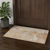 3' X 5' Salmon Ivory And Gold Abstract Washable Area Rug With UV Protection