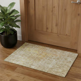 3' X 5' Fern Green Blue And Beige Abstract Washable Area Rug With UV Protection