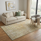 5' X 8' Fern Green Blue And Beige Abstract Washable Area Rug With UV Protection