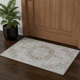 3' X 5' Chocolate And Beige Oriental Washable Area Rug With UV Protection