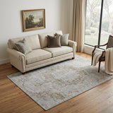 5' X 8' Chocolate And Beige Oriental Washable Area Rug With UV Protection