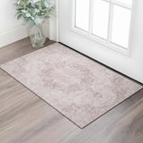 3' X 5' Pink And Ivory Oriental Washable Area Rug With UV Protection