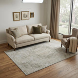 5' X 8' Beige And Taupe Oriental Washable Area Rug With UV Protection