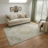 5' X 8' Sage Ivory And Gray Oriental Washable Area Rug With UV Protection