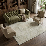 8' Sage Ivory And Gray Oriental Washable Area Rug With UV Protection