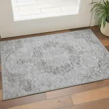 3' X 5' Silver And Gray Oriental Washable Area Rug With UV Protection