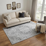 5' X 8' Silver And Gray Oriental Washable Area Rug With UV Protection