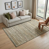 5' X 8' Beige Gold And Brown Striped Washable Area Rug With UV Protection