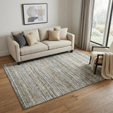 5' X 8' Pewter Silver And Gray Striped Washable Area Rug With UV Protection