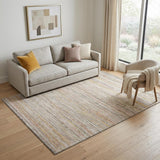 5' X 8' Terra Cotta Gold And Peach Striped Washable Area Rug With UV Protection