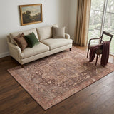 5' X 8' Burgundy Ivory And Gold Oriental Washable Area Rug With UV Protection