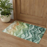 3' X 5' Teal Peach And Lime Green Abstract Washable Area Rug With UV Protection