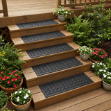 Set Of Six Black Lattice Outdoor Rubber Stair Treads