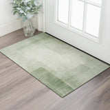 3' X 5' Artichoke Green And Ivory Geometric Washable Area Rug With UV Protection