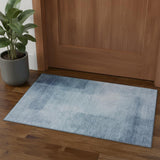3' X 5' Blue And Ivory Geometric Washable Area Rug With UV Protection