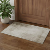 3' X 5' Khaki And Ivory Geometric Washable Area Rug With UV Protection