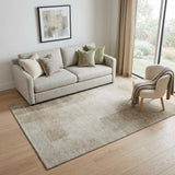 5' X 8' Khaki And Ivory Geometric Washable Area Rug With UV Protection