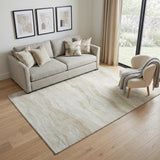 5' X 8' Beige And Ivory Striped Washable Area Rug With UV Protection