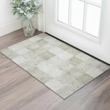 3' X 5' Beige Ivory And Taupe Geometric Washable Area Rug With UV Protection