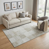 5' X 8' Beige Ivory And Taupe Geometric Washable Area Rug With UV Protection
